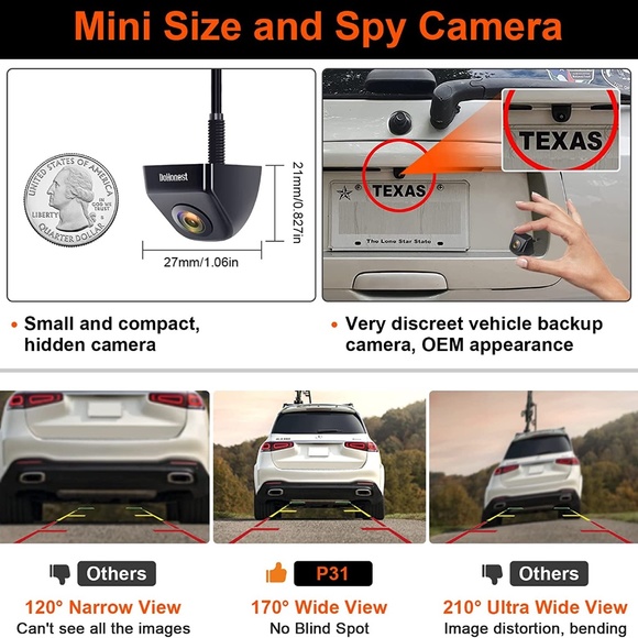 Backup Camera HD Waterproof Night Vision Metal Rear View for Car Truck Pickup RV - Picture 8 of 9